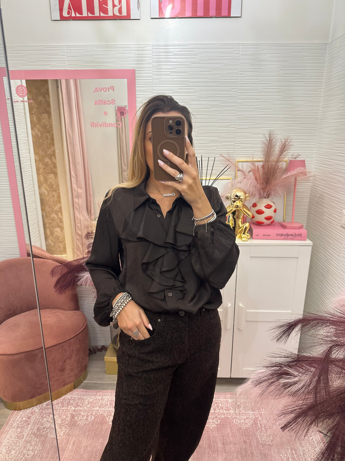 Camicia saten rouges testa di moro