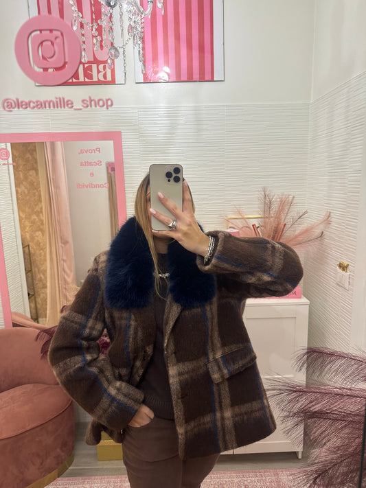 Collo in ecopelliccia blu