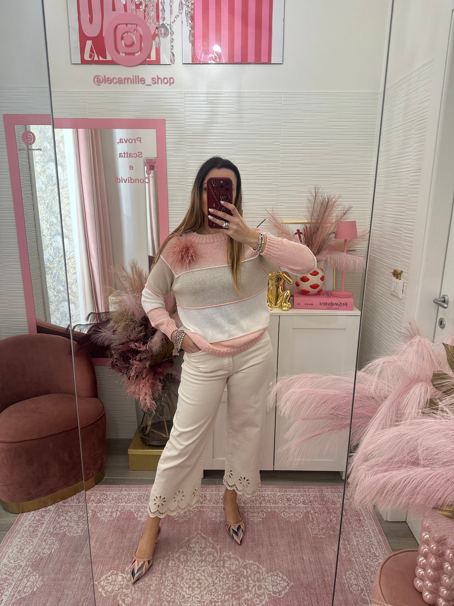 Maglioncino righe rosa