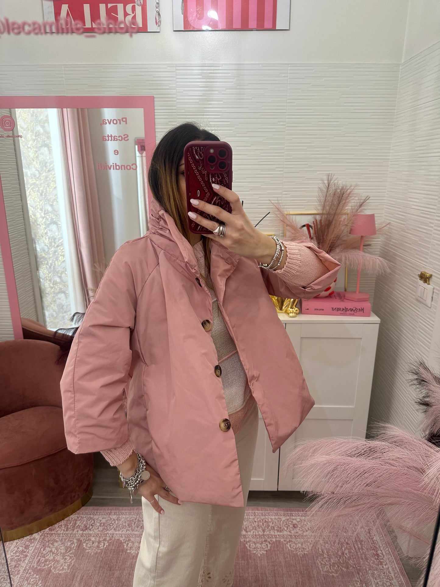 Giacca antivento rosa antico