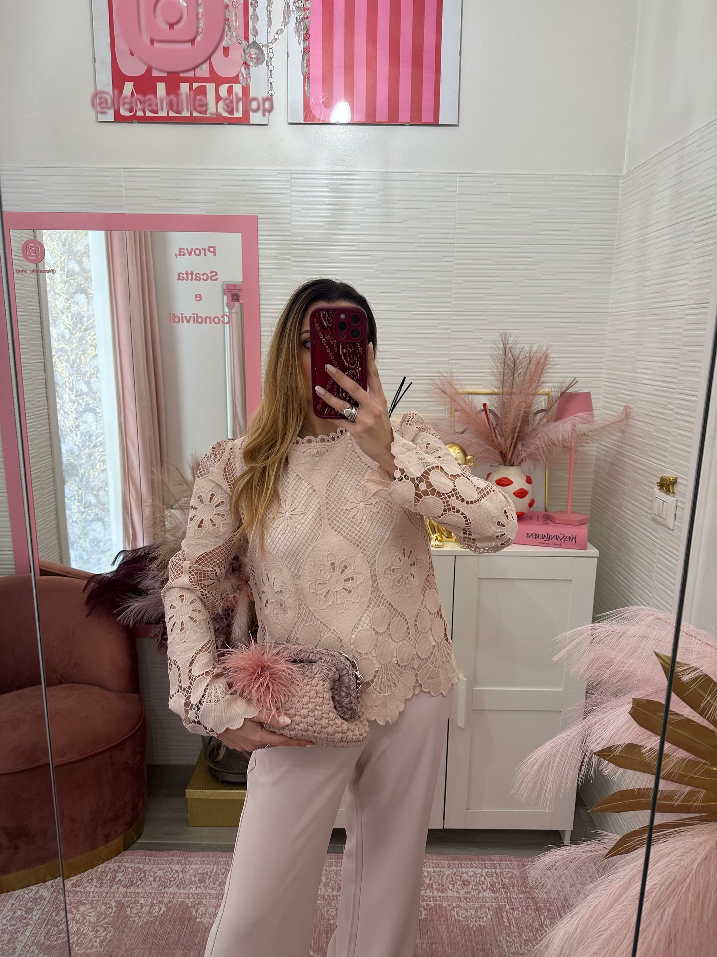 Blusa sangallo rosa chiaro