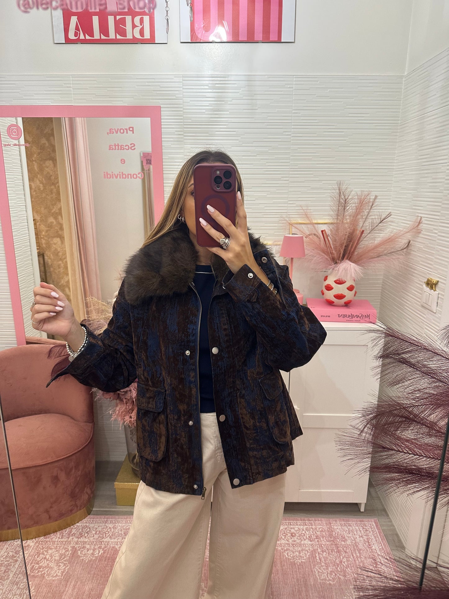 Bomber con collo di ecopelliccia