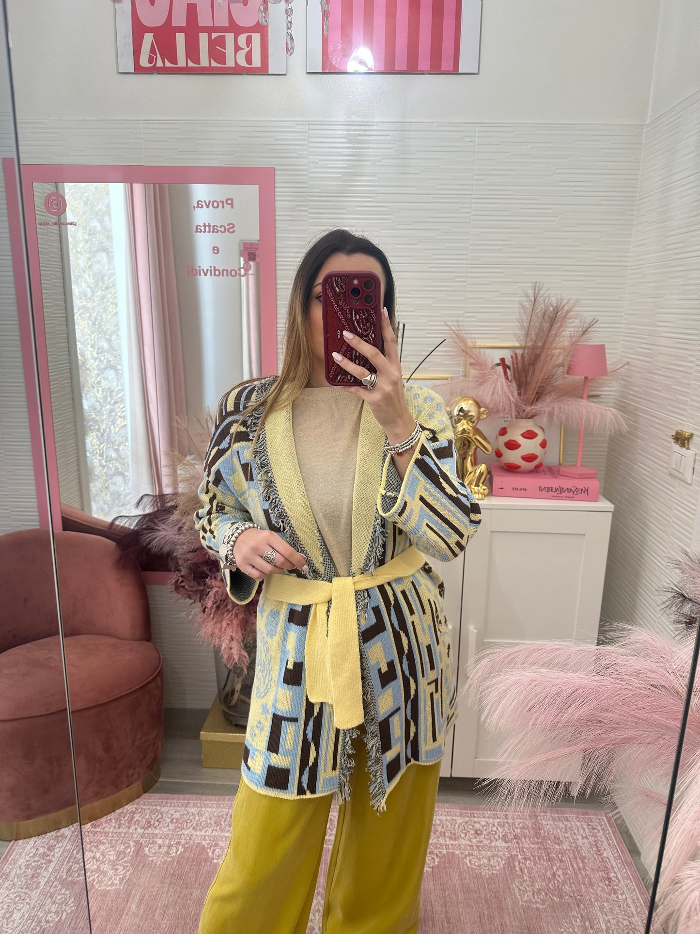 Cardigan azteco giallo