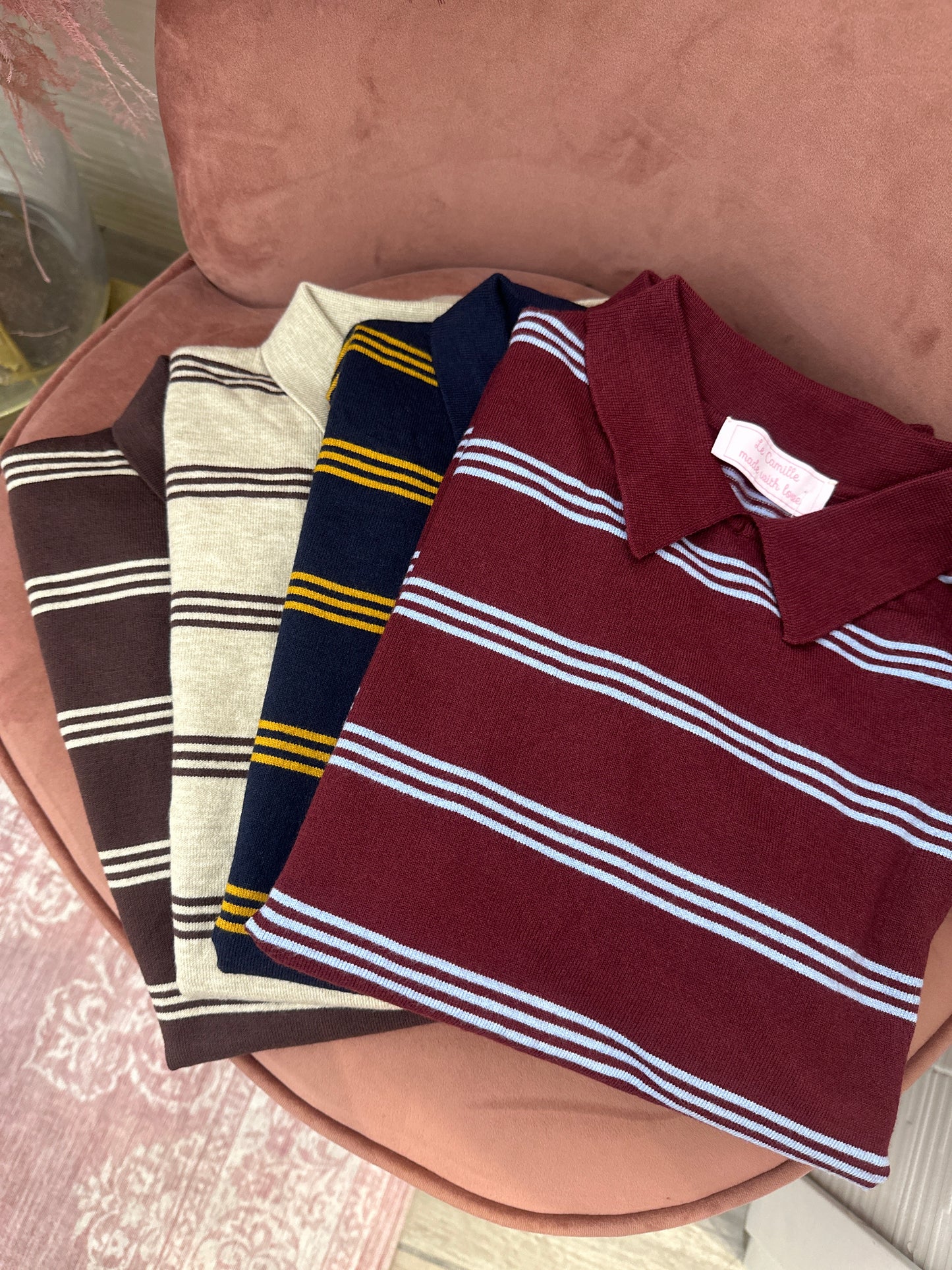 Polo righe in maglia