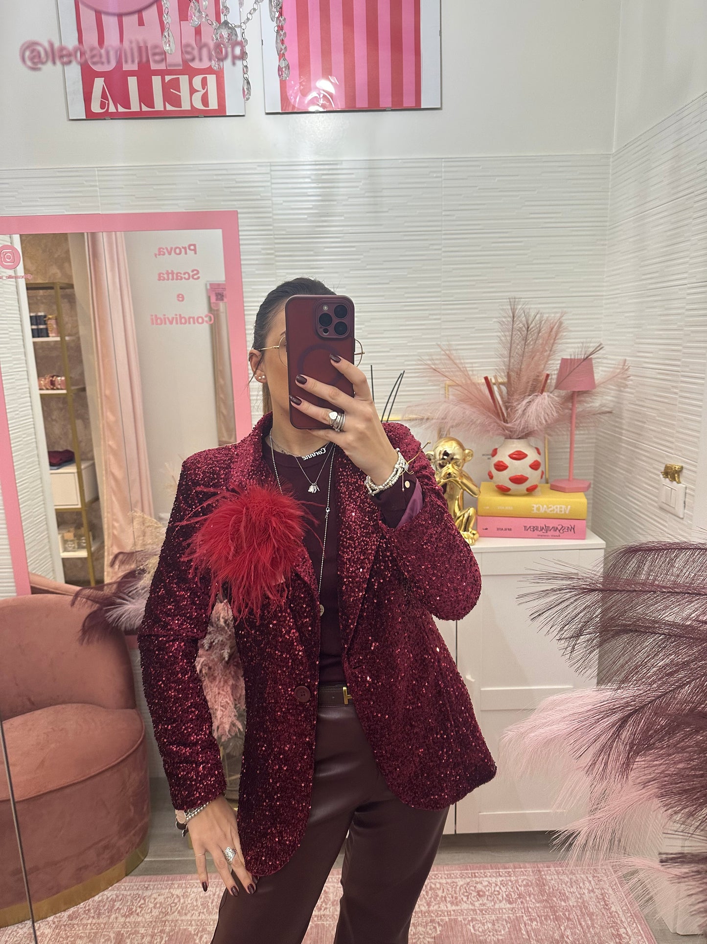 Giacca paillettes bordeaux