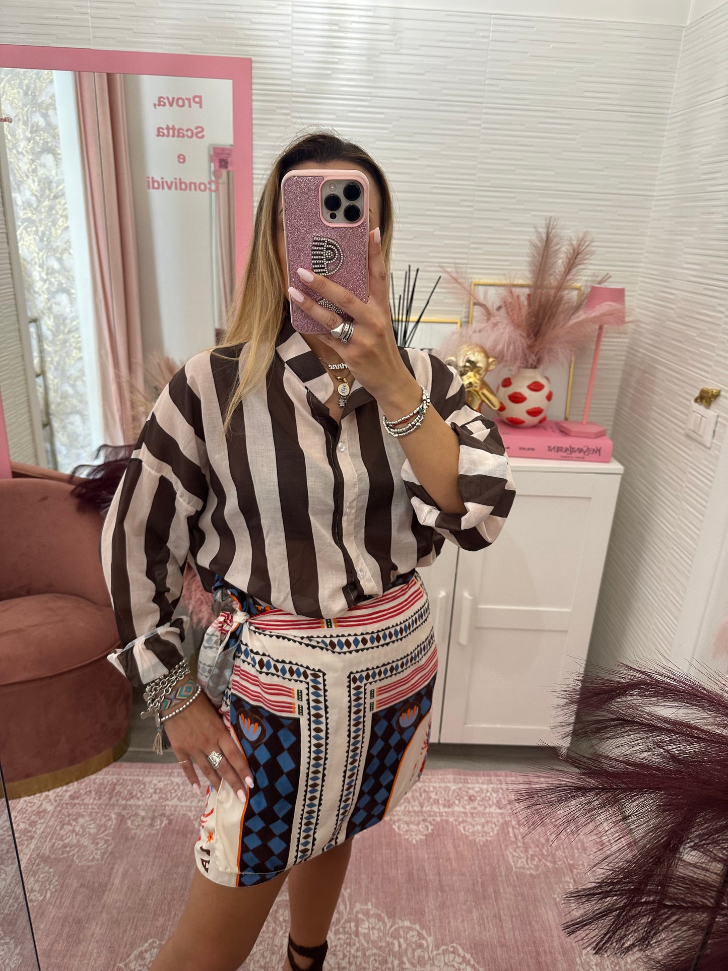 Camicia righe panna e moro