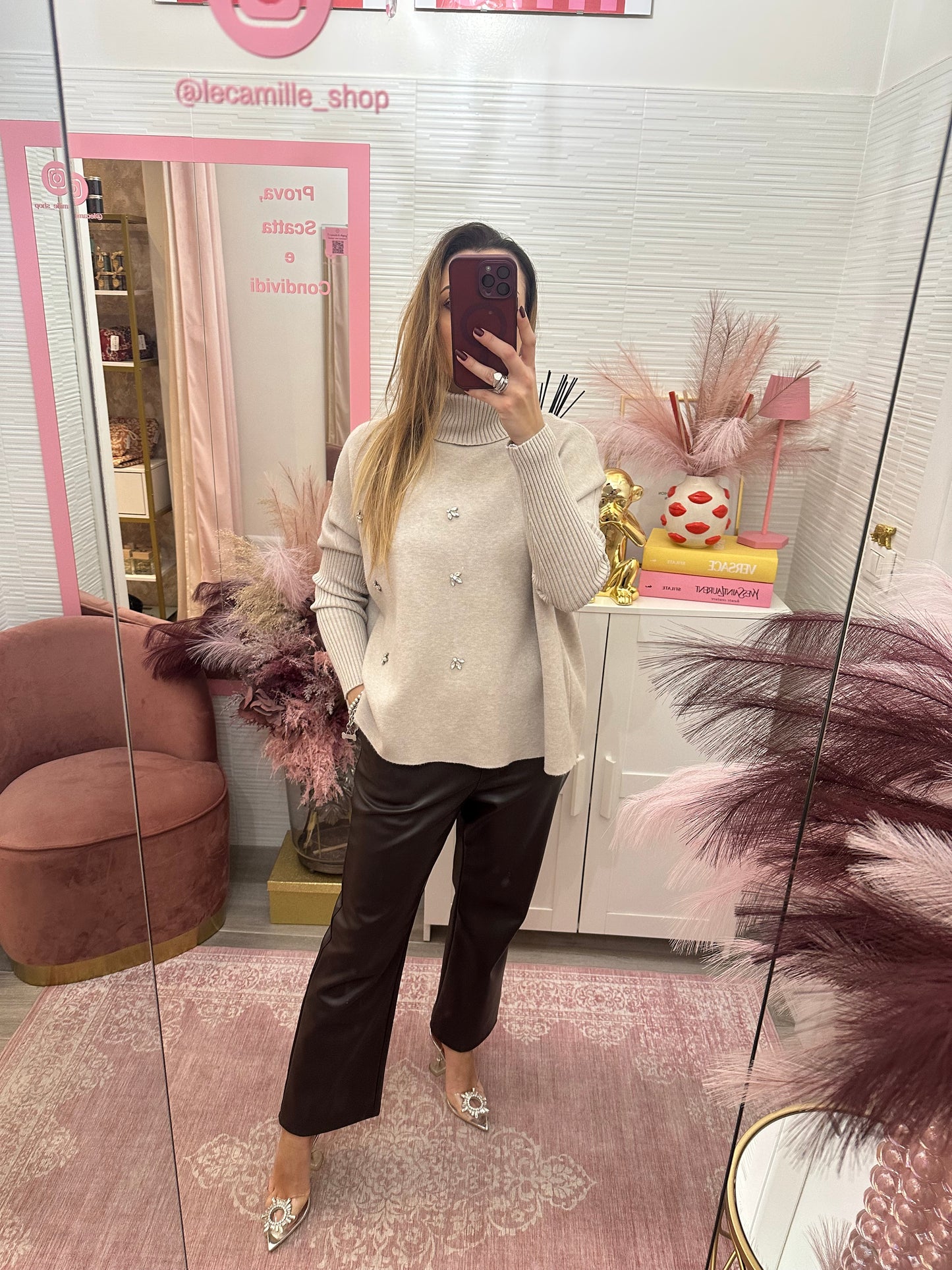 Pantalone trombetta ecopelle