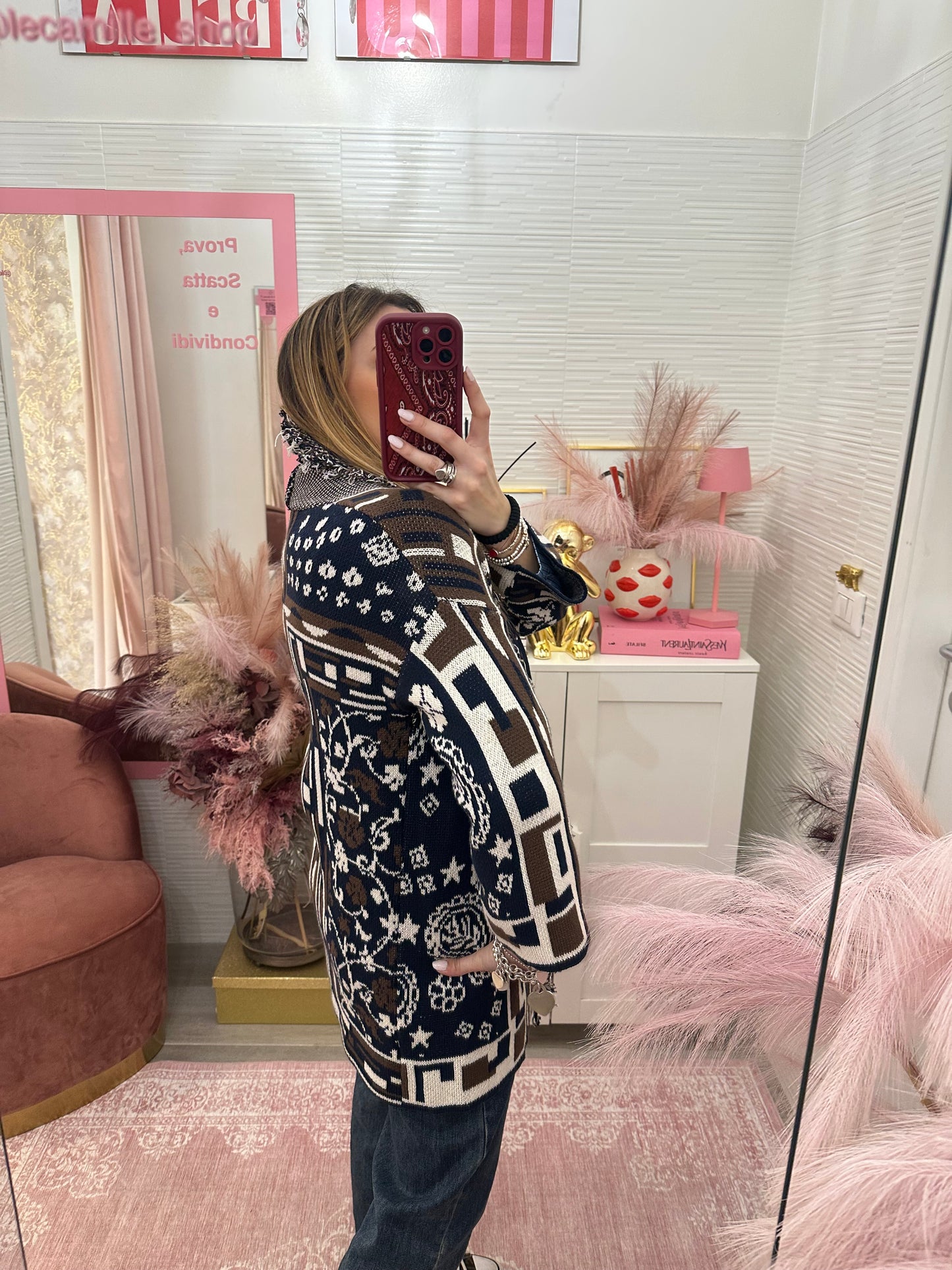 Cardigan azteco blu