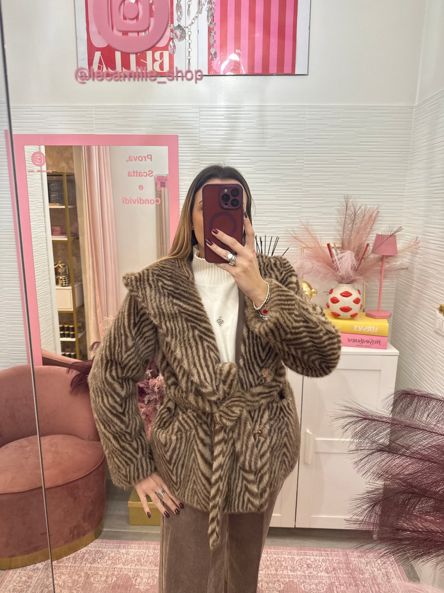 Ecopelliccia zebra marrone