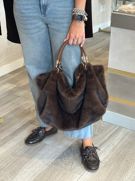 Shopper ecopelliccia moro