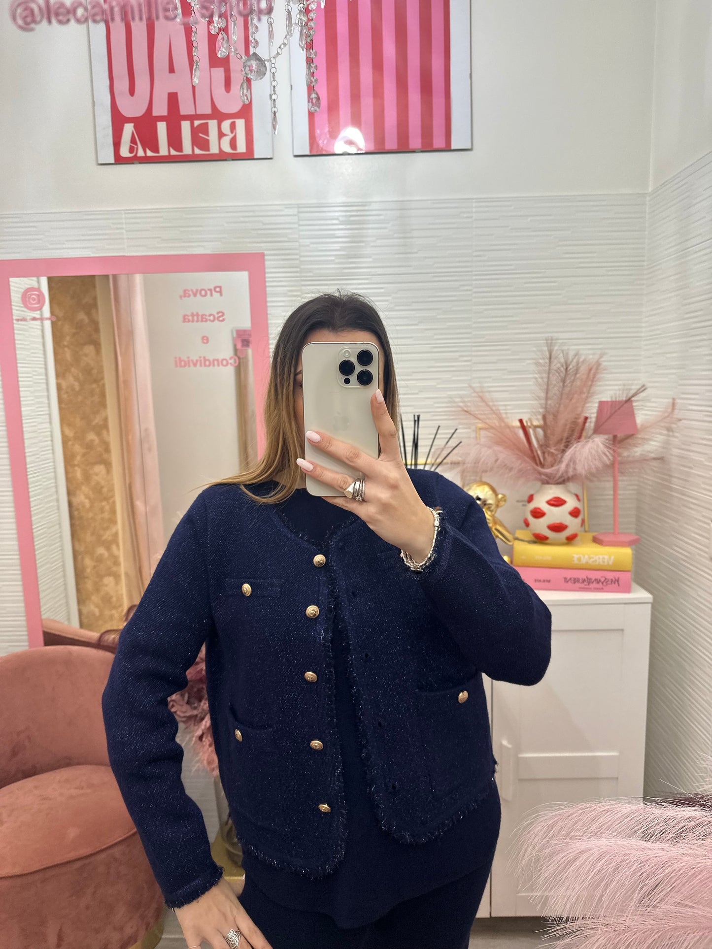 Giacchina “Chanel” lurex blu