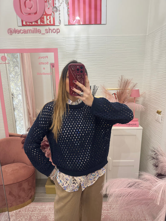Maglioncino traforato blu
