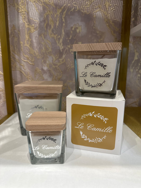 Candela con tappo in legno