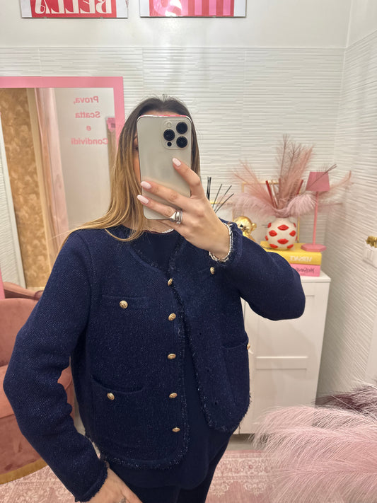 Giacchina “Chanel” lurex blu