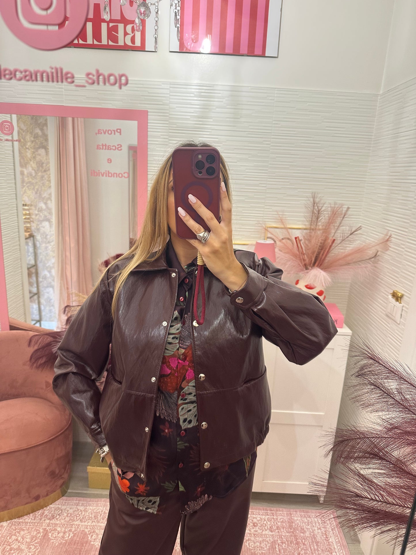 Bomber in ecopelle lucida