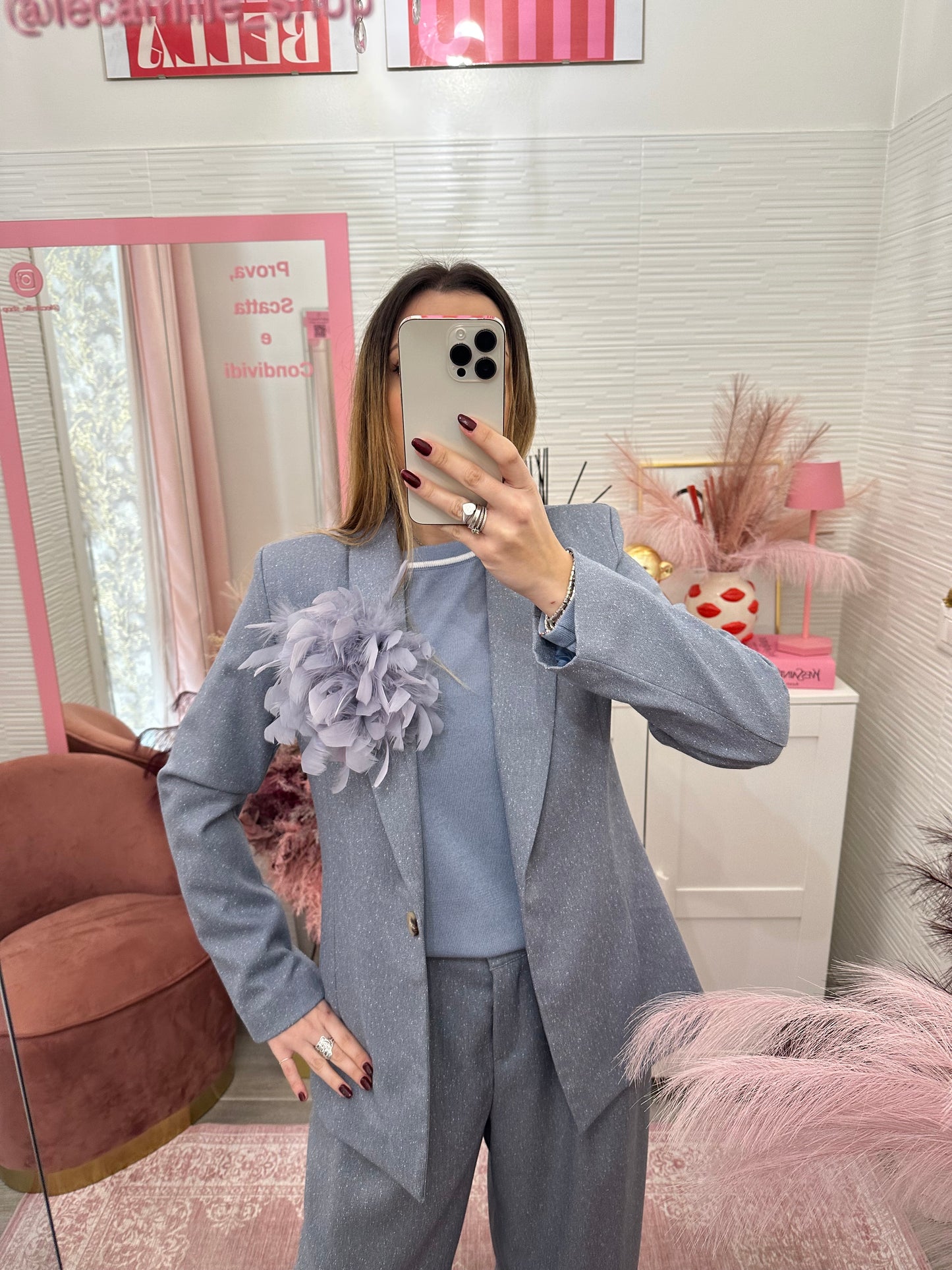 Giacca melangè azzurro