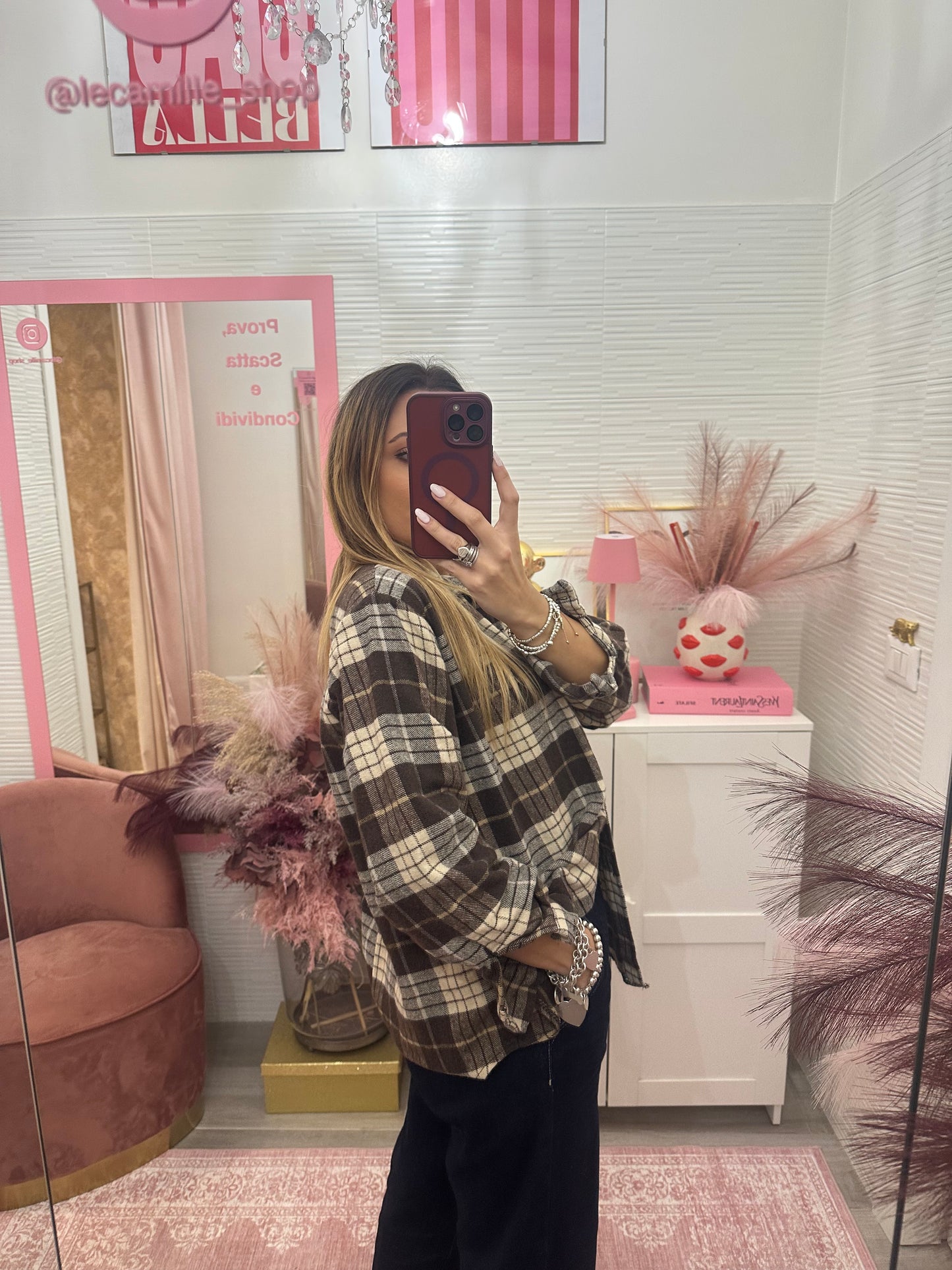 Camicia quadri beige