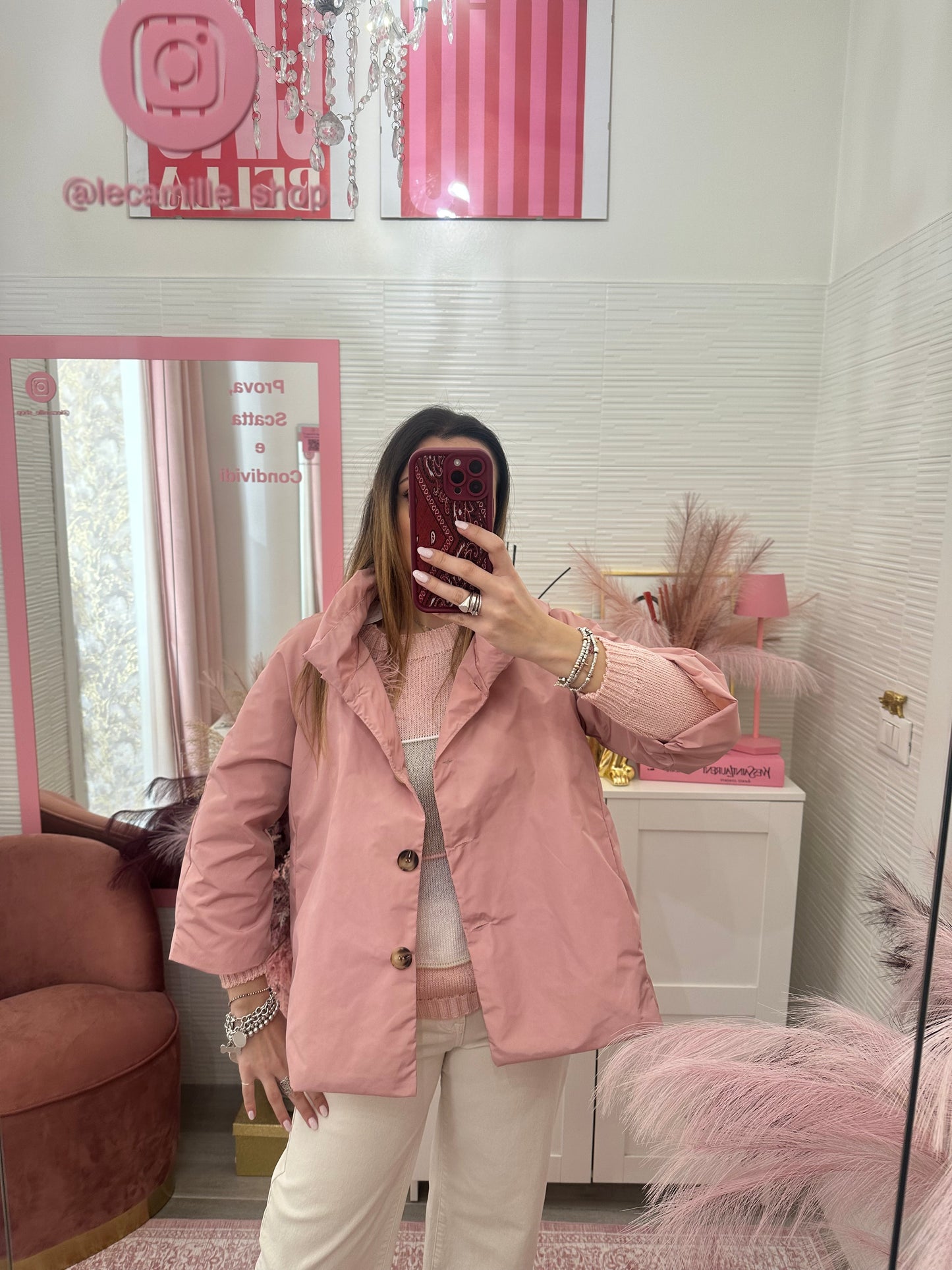 Giacca antivento rosa antico
