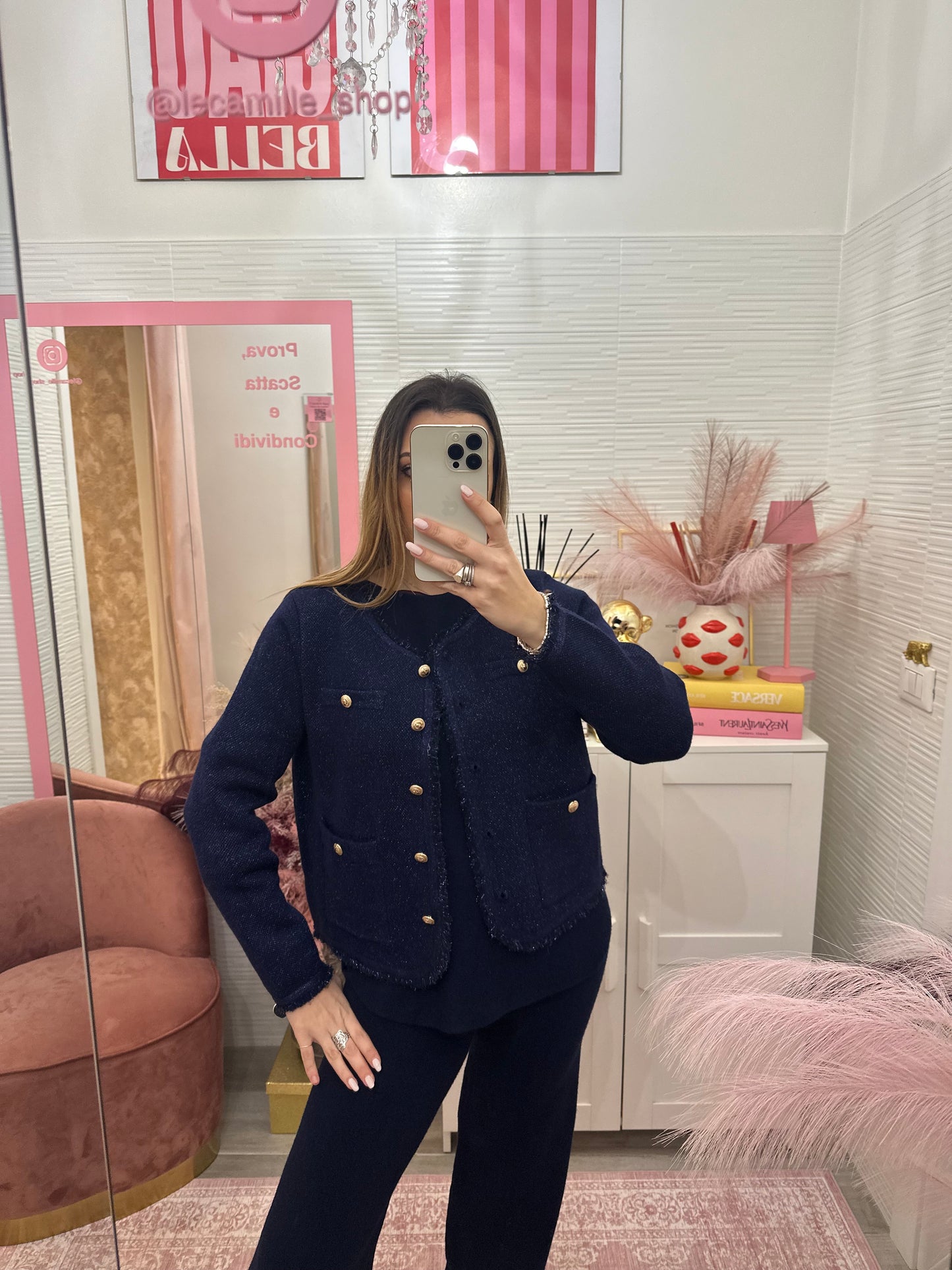 Giacchina “Chanel” lurex blu