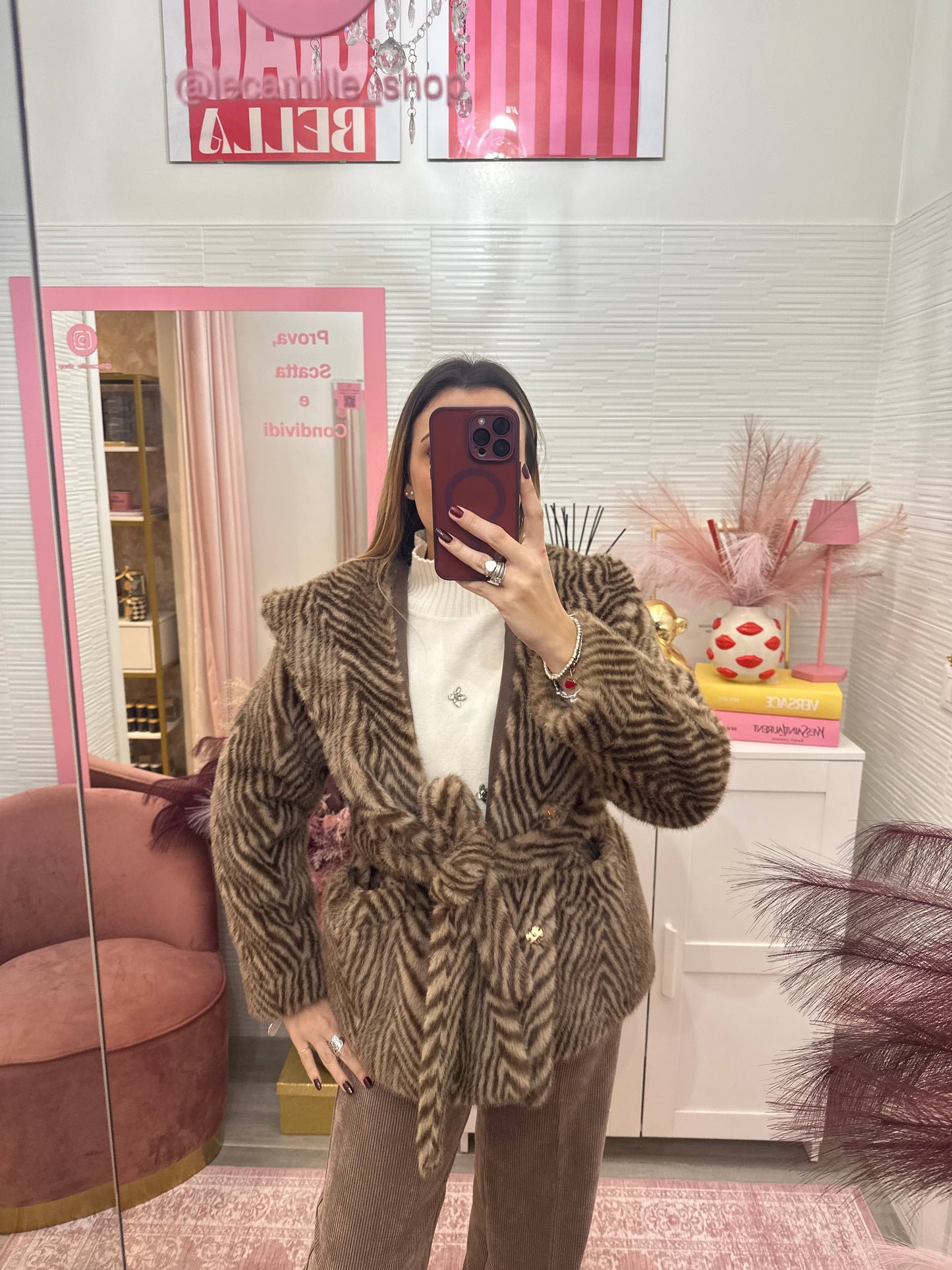 Ecopelliccia zebra marrone