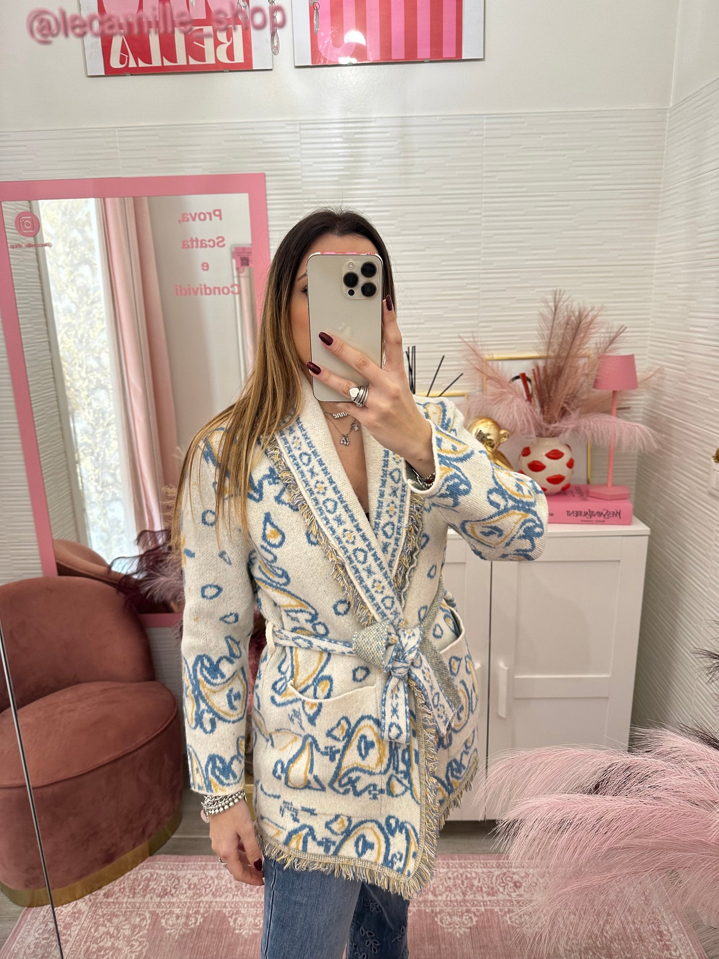 Cardigan bandana con cintura