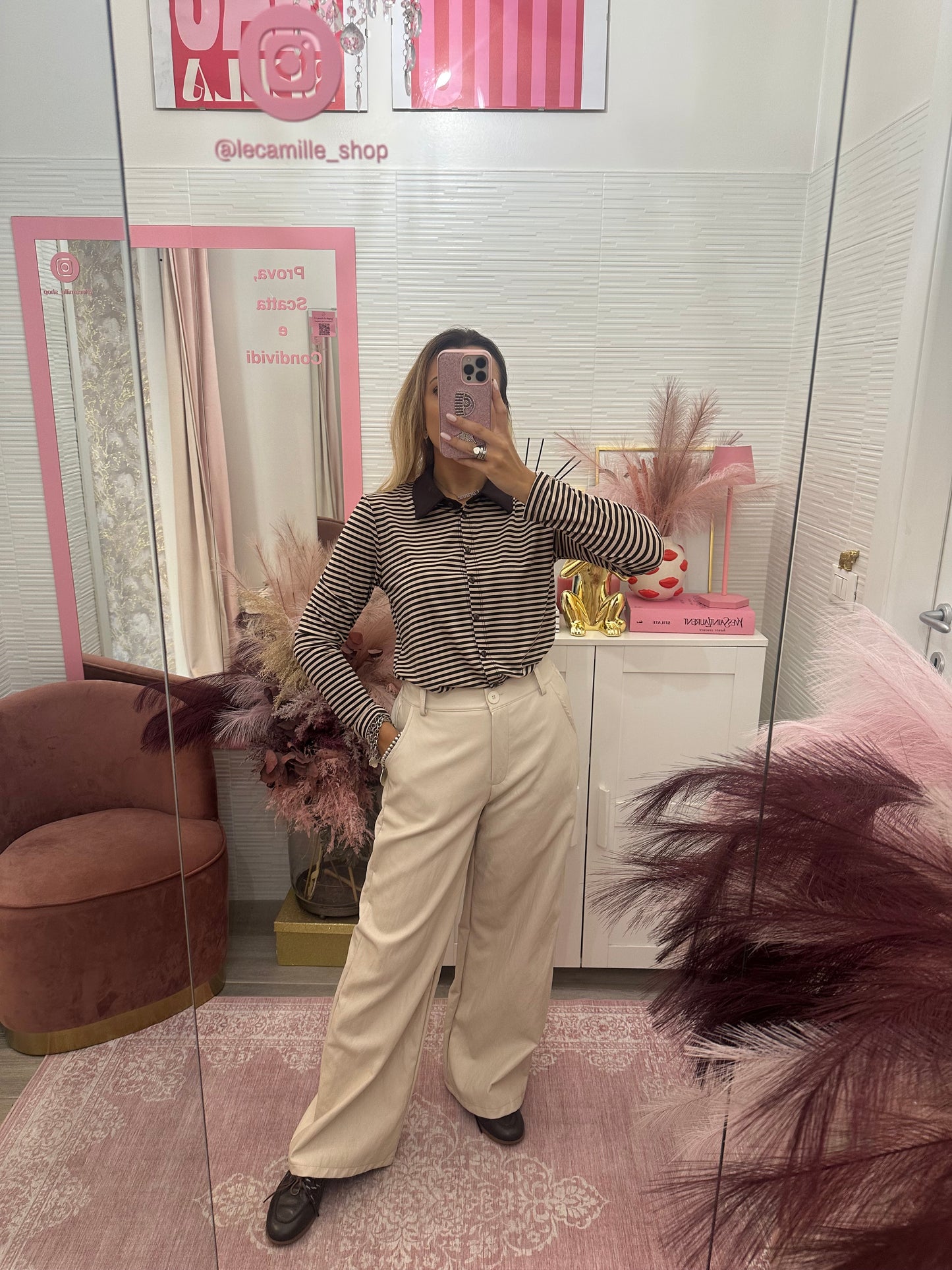 Maglia mille righe con colletto