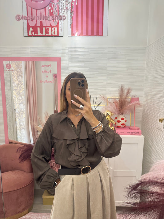 Camicia saten con volant