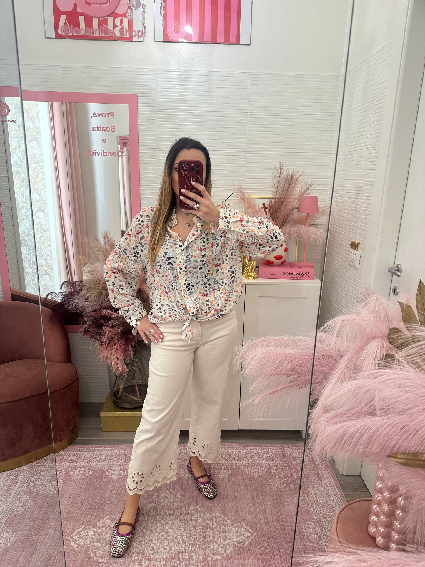 Camicia micro fiori multicolor