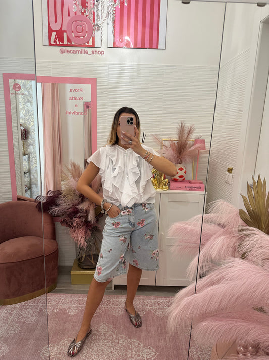 Bermuda denim fiori