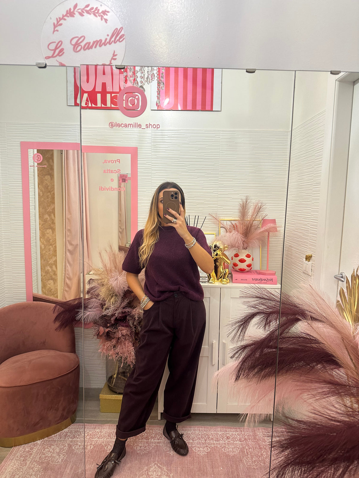Pantalone velluto prugna