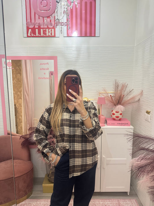 Camicia quadri beige