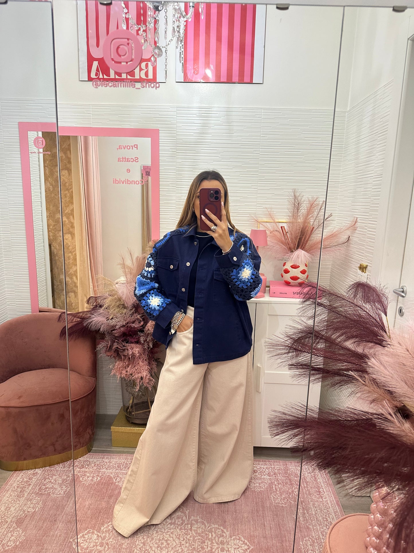 Giubbetto denim crochet