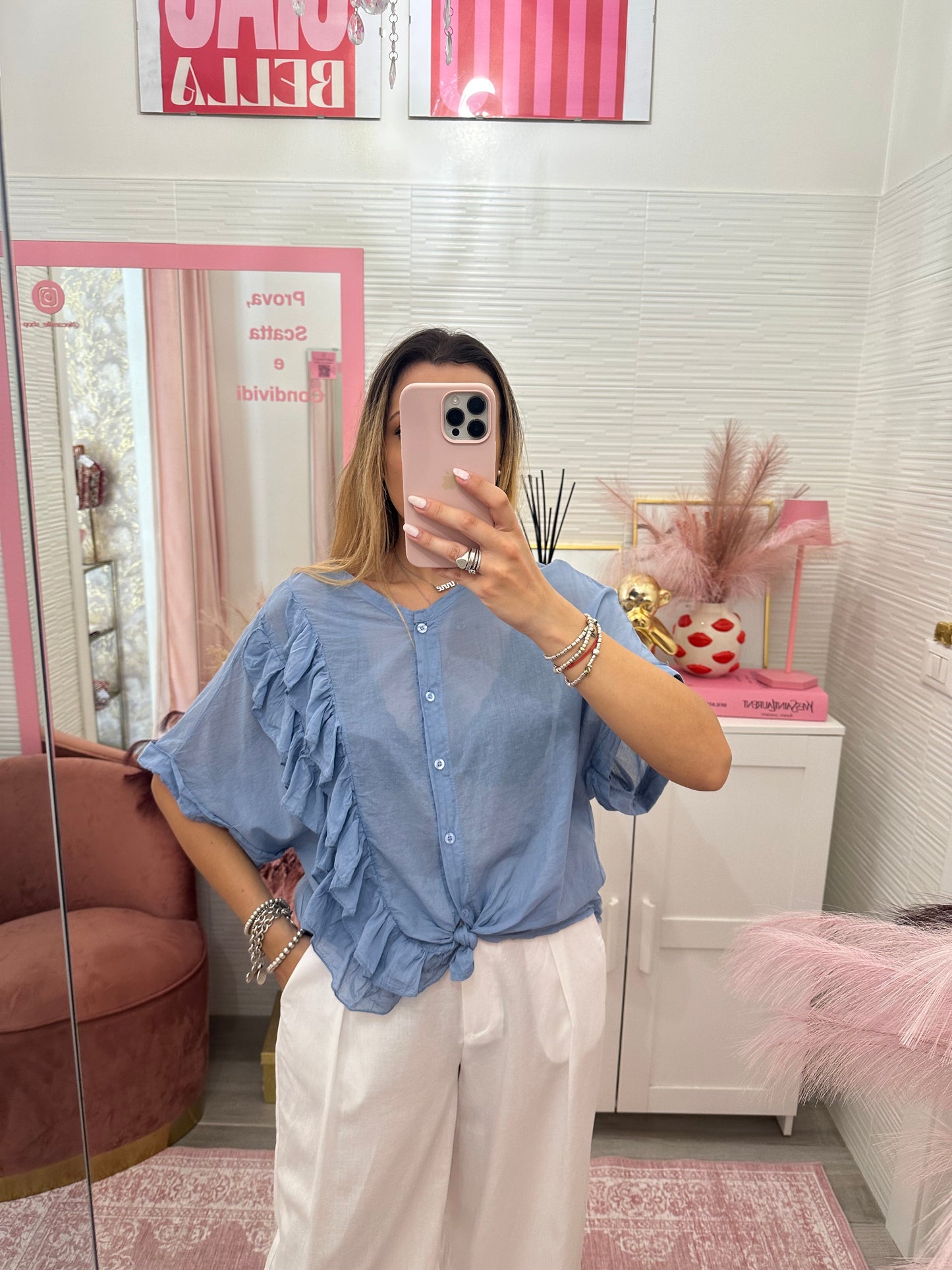 Camicia mussola con volant laterale