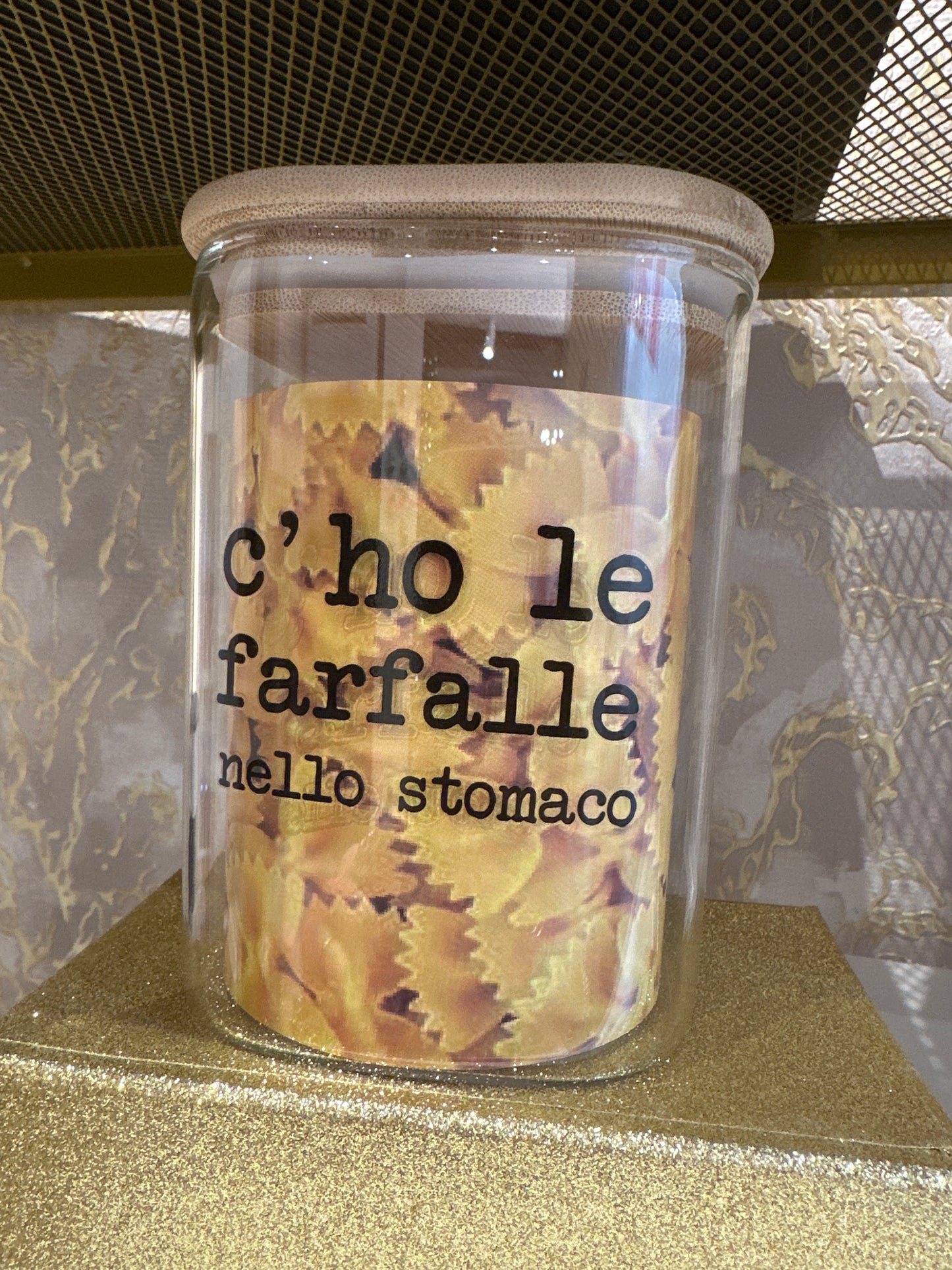 Barattolo Vetro/Bambu Farfalle