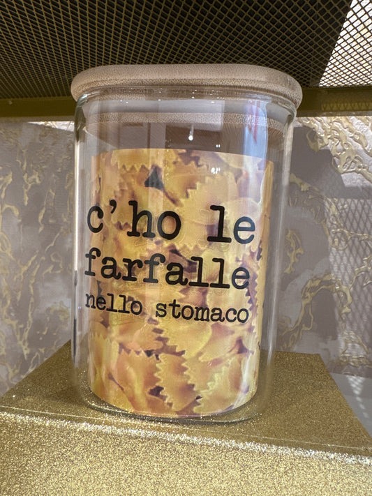 Barattolo Vetro/Bambu Farfalle