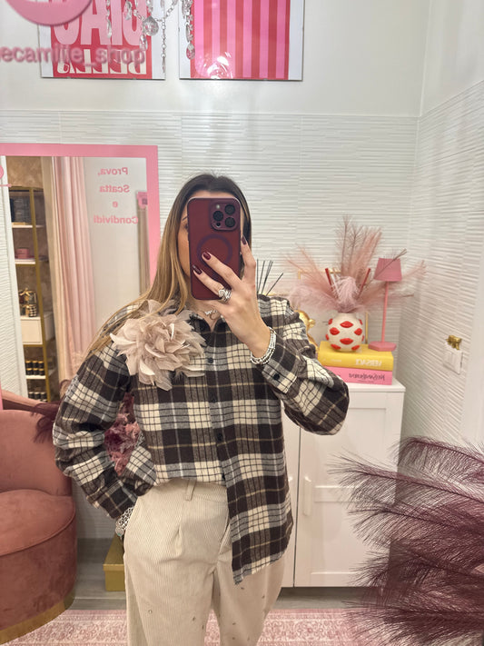 Camicia quadri beige