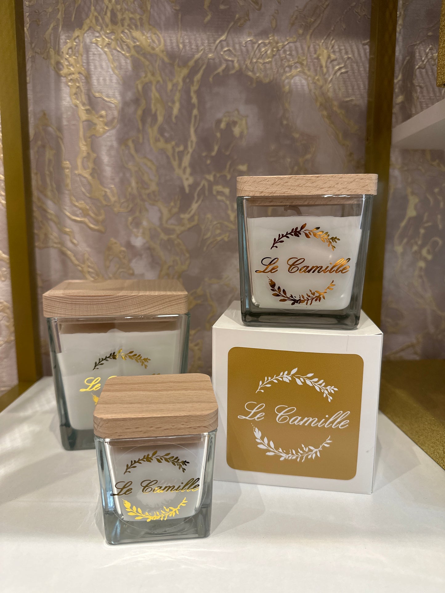 Candela con tappo in legno