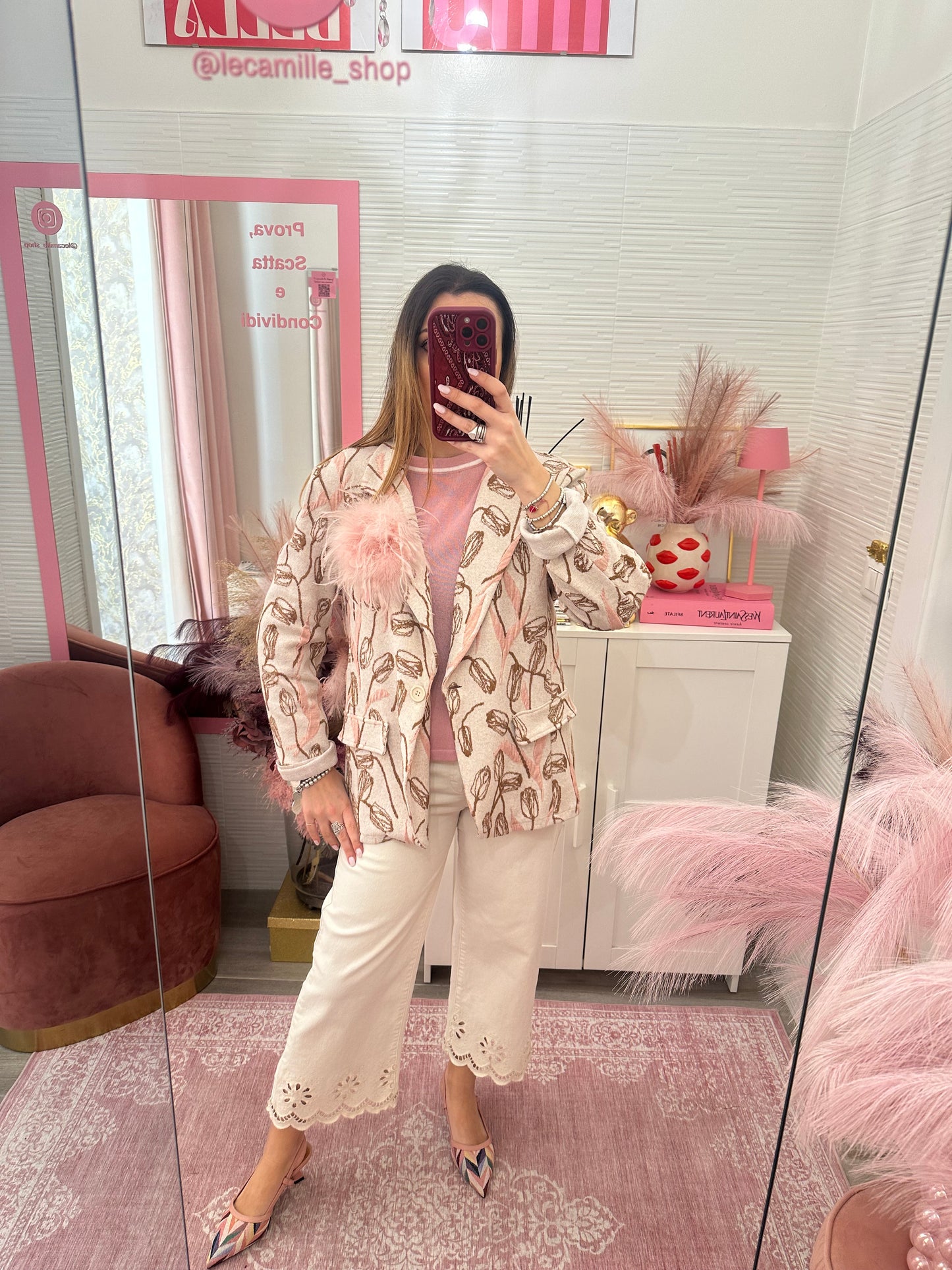 Blazer maglia rosa