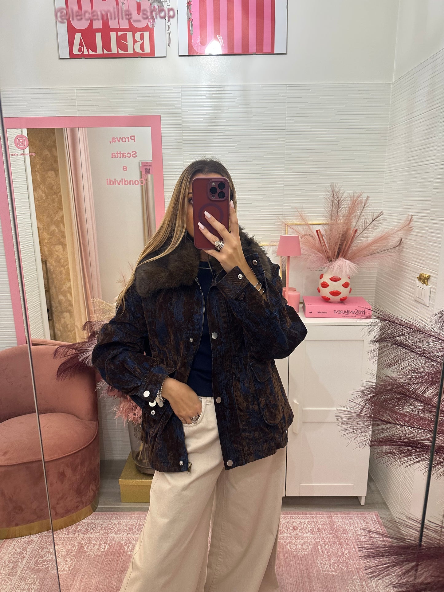 Bomber con collo di ecopelliccia